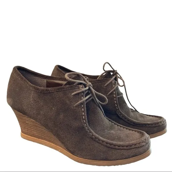 Lauren Ralph Lauren sz 10 Denver brown suede wedge booties chukka