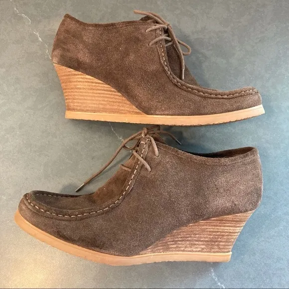 Lauren Ralph Lauren sz 10 Denver brown suede wedge booties chukka