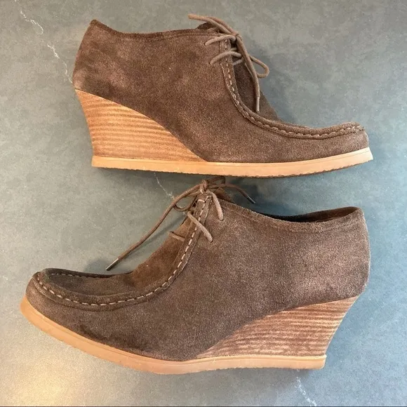 Lauren Ralph Lauren sz 10 Denver brown suede wedge booties chukka