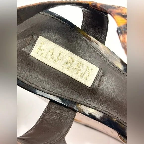 Lauren Ralph Lauren Teressa Leopard  3 Strap Wedges size 9