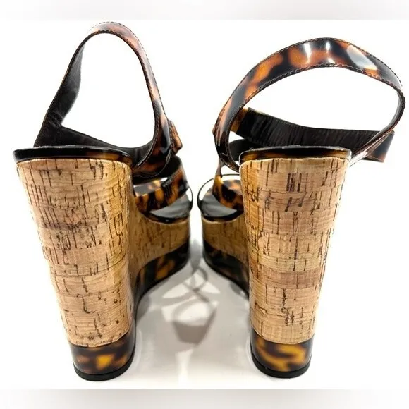 Lauren Ralph Lauren Teressa Leopard  3 Strap Wedges size 9