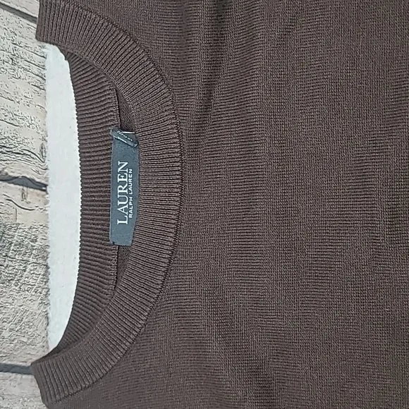 Lauren Ralph Lauren Tie Front Crew Neck Long Sleeve Sweater in Brown - NWT