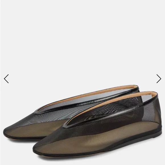 Le Monde Beryl Luna leather-trimmed mesh ballet flats