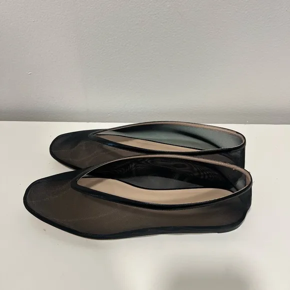 Le Monde Beryl Luna leather-trimmed mesh ballet flats