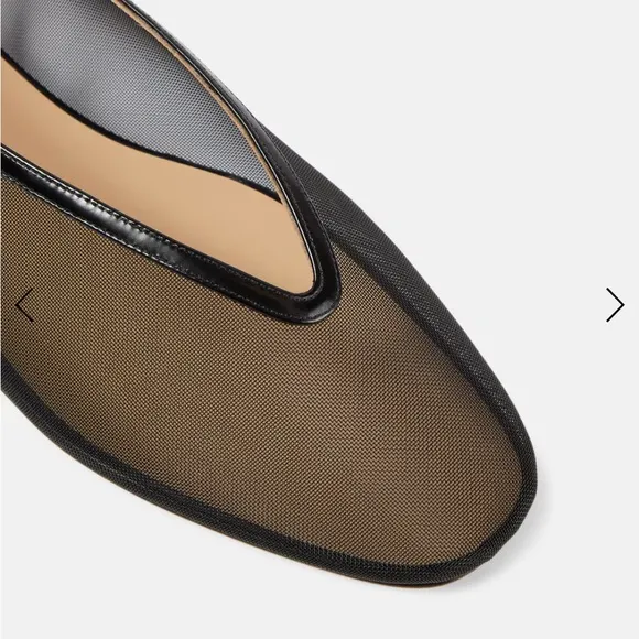 Le Monde Beryl Luna leather-trimmed mesh ballet flats