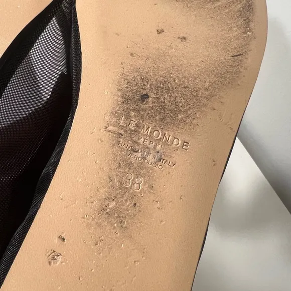 Le Monde Beryl Luna leather-trimmed mesh ballet flats