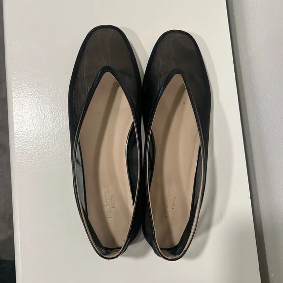 Le Monde Beryl Luna leather-trimmed mesh ballet flats