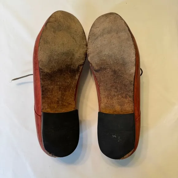 Leather Oxford Shoes Red Brown