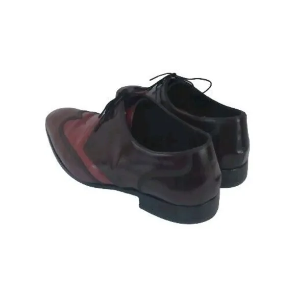 Leather Wingtip Oxford Dress Shoes Burgundy Red Lace Up Formal Size