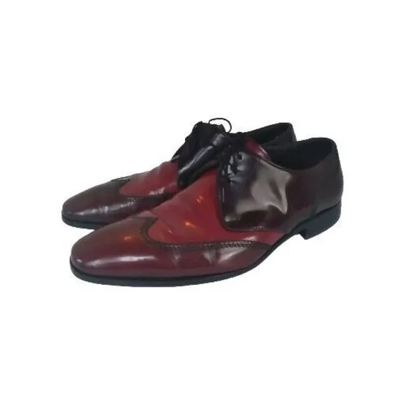 Leather Wingtip Oxford Dress Shoes Burgundy Red Lace Up Formal Size