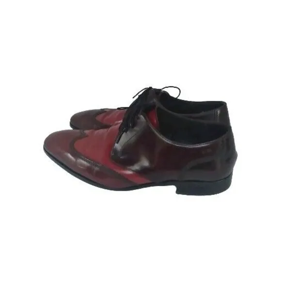 Leather Wingtip Oxford Dress Shoes Burgundy Red Lace Up Formal Size