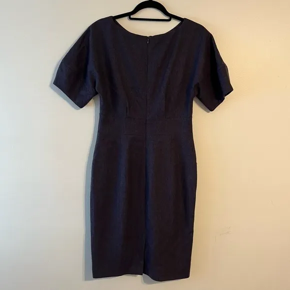 Lela Rose Wool Tweed Twill Mini Sleeveless Dolman Sleeve Sheath silk lining Gray