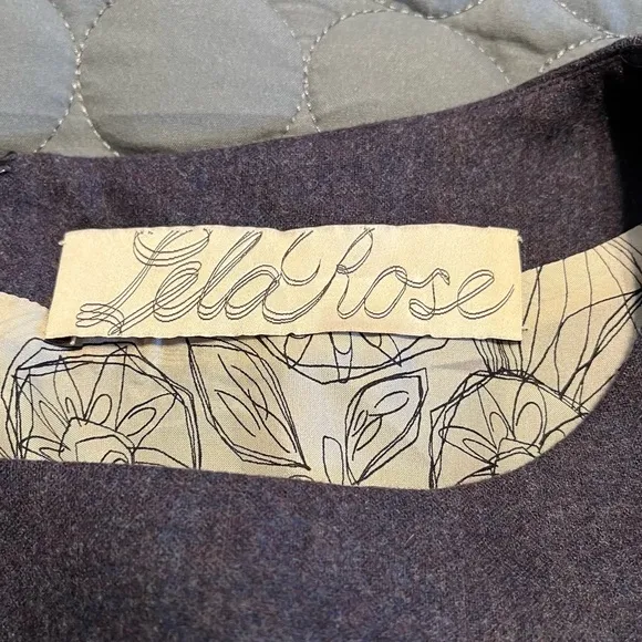 Lela Rose Wool Tweed Twill Mini Sleeveless Dolman Sleeve Sheath silk lining Gray