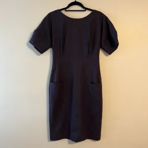 Lela Rose Wool Tweed Twill Mini Sleeveless Dolman Sleeve Sheath silk lining Gray