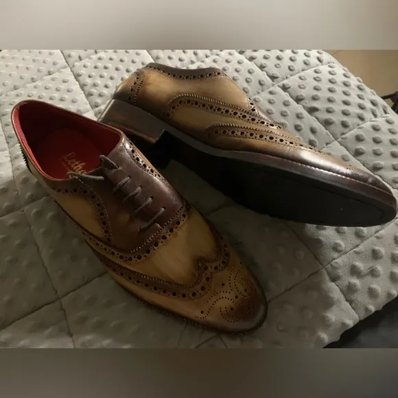 Lethato Wingtip Brogue Oxford Handcrafted MenGenuine Leather Lace up Dress Shoes