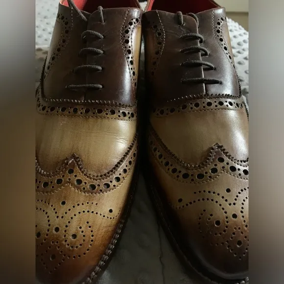 Lethato Wingtip Brogue Oxford Handcrafted MenGenuine Leather Lace up Dress Shoes