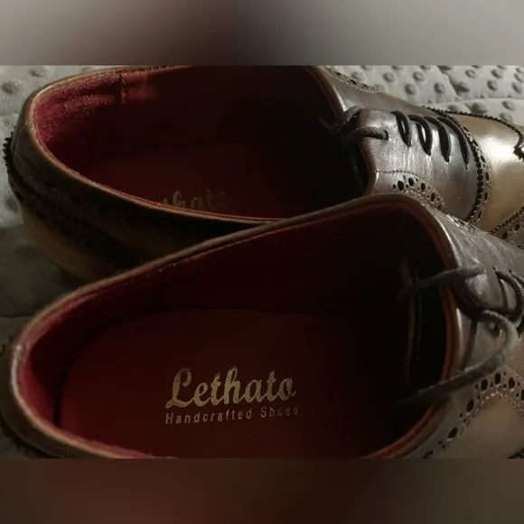Lethato Wingtip Brogue Oxford Handcrafted MenGenuine Leather Lace up Dress Shoes