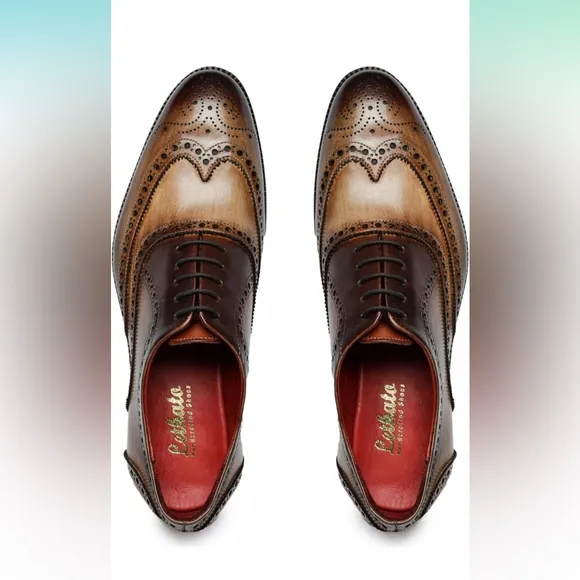 Lethato Wingtip Brogue Oxford Handcrafted MenGenuine Leather Lace up Dress Shoes