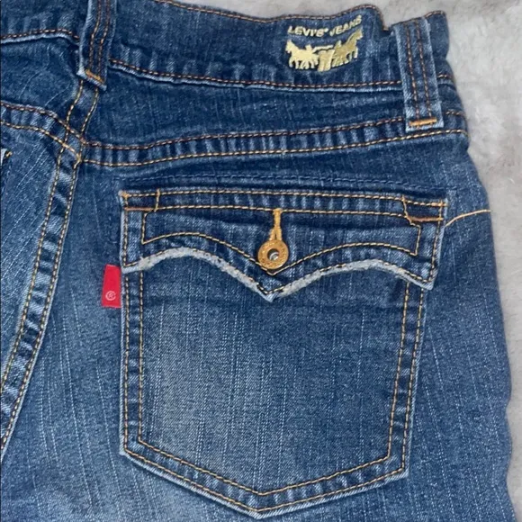 Levi's 504 Slouch Blue Denim Jean Shorts Light Distressing on Hem 13