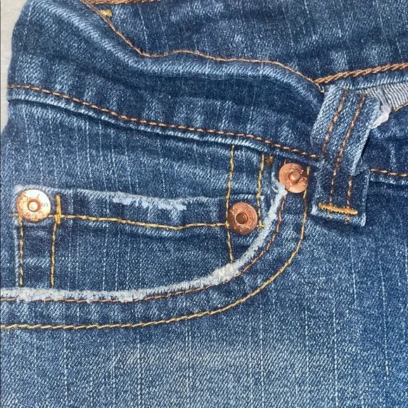 Levi's 504 Slouch Blue Denim Jean Shorts Light Distressing on Hem 13