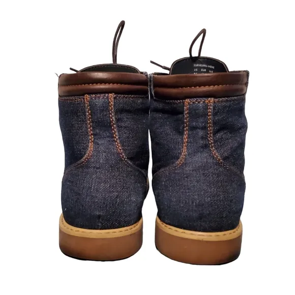 Levi's Blue Textile Lace-Up Combat Ankle Boots Men's Size 9.5M