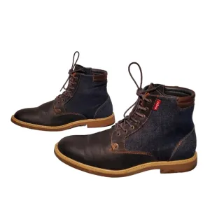 Levi's Blue Textile Lace-Up Combat Ankle Boots Men's Size 9.5M