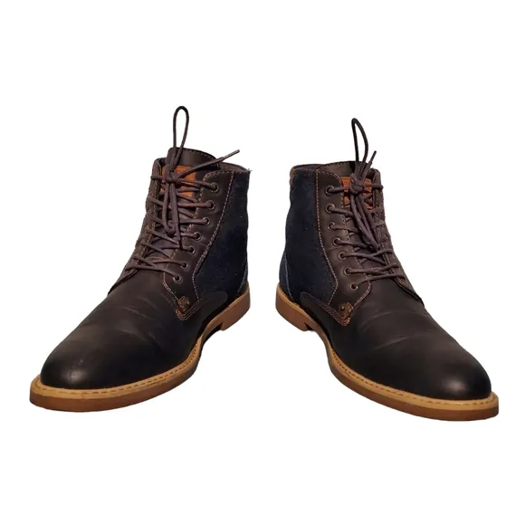 Levi's Blue Textile Lace-Up Combat Ankle Boots Men's Size 9.5M