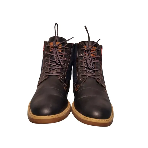 Levi's Blue Textile Lace-Up Combat Ankle Boots Men's Size 9.5M