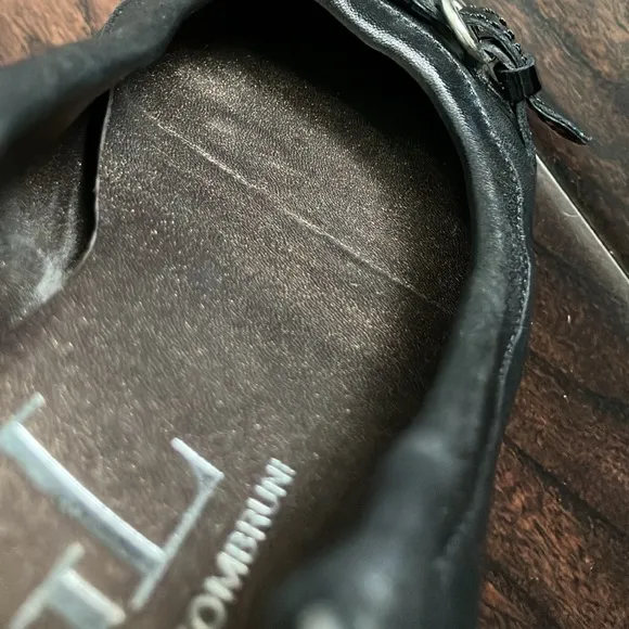 Like New AGL Black Leather Monika Cap Toe Ballet Flats