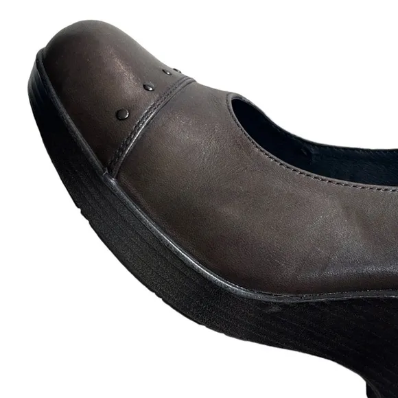 Like New Dansko Leather Fanny Mary Jane Wedges Brown Size 10.5 - 11