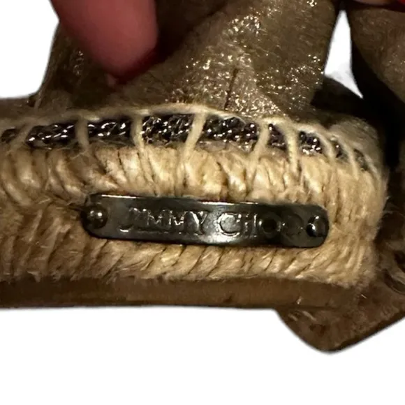 LIKE NEW! JIMMY CHOO DEENA METALLIC MERMAID SHIMMER ESPADRILLE FLATS 38