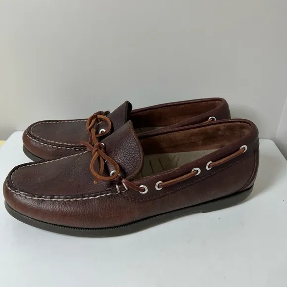 Like New L.L. Bean Size 10 D Brown Leather Slip On Boat Shoe Driver Loafer EUC