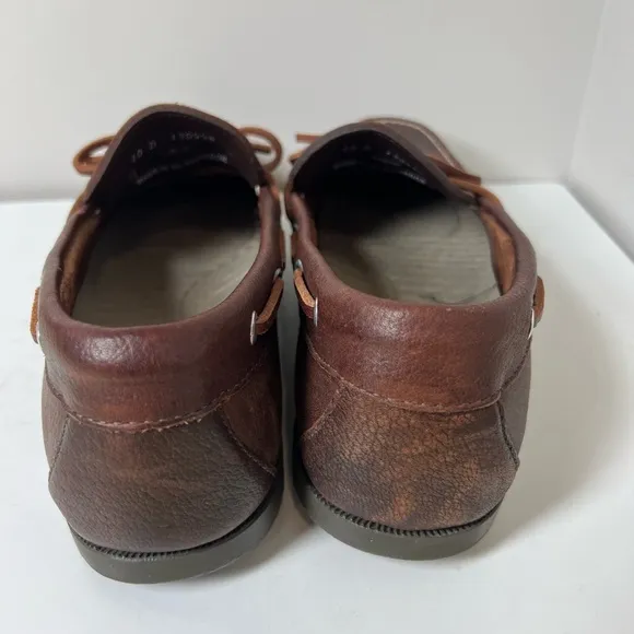 Like New L.L. Bean Size 10 D Brown Leather Slip On Boat Shoe Driver Loafer EUC