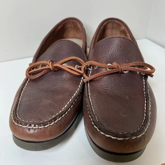 Like New L.L. Bean Size 10 D Brown Leather Slip On Boat Shoe Driver Loafer EUC