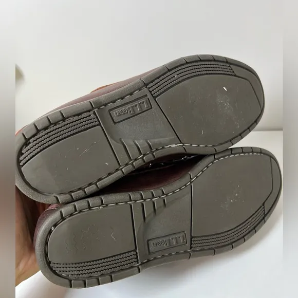 Like New L.L. Bean Size 10 D Brown Leather Slip On Boat Shoe Driver Loafer EUC