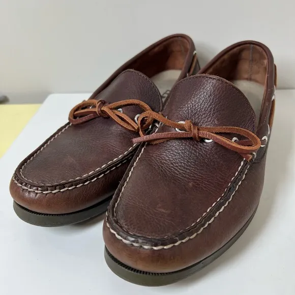 Like New L.L. Bean Size 10 D Brown Leather Slip On Boat Shoe Driver Loafer EUC