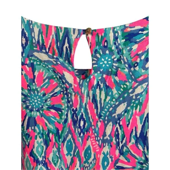 Lilly Pulitzer Bay Womens Tiki Pink Shake It Up 3/4 Sleeve Mini Dress Size Large