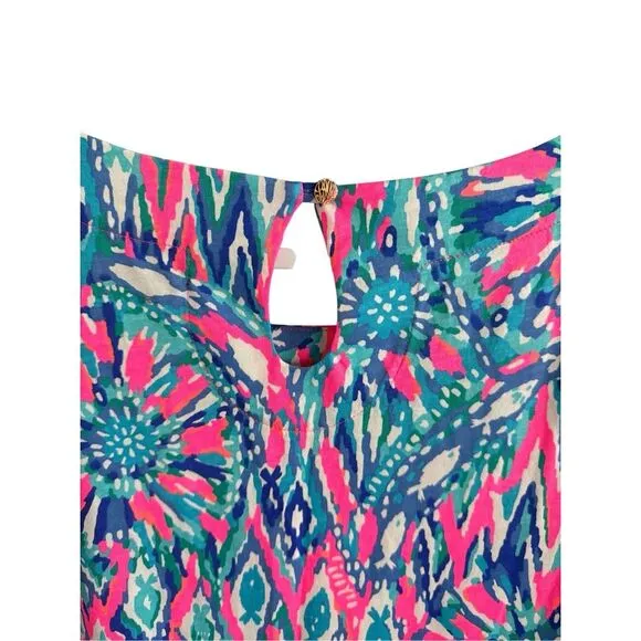 Lilly Pulitzer Bay Womens Tiki Pink Shake It Up 3/4 Sleeve Mini Dress Size Large