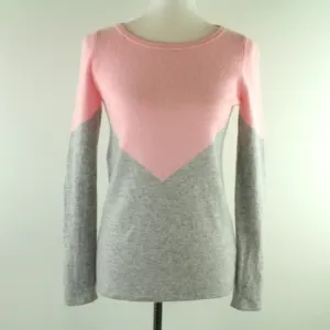 Lilly Pulitzer Brigitte Cashmere Pink Grey Pullover Boat Neckline Sweater S
