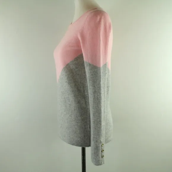 Lilly Pulitzer Brigitte Cashmere Pink Grey Pullover Boat Neckline Sweater S