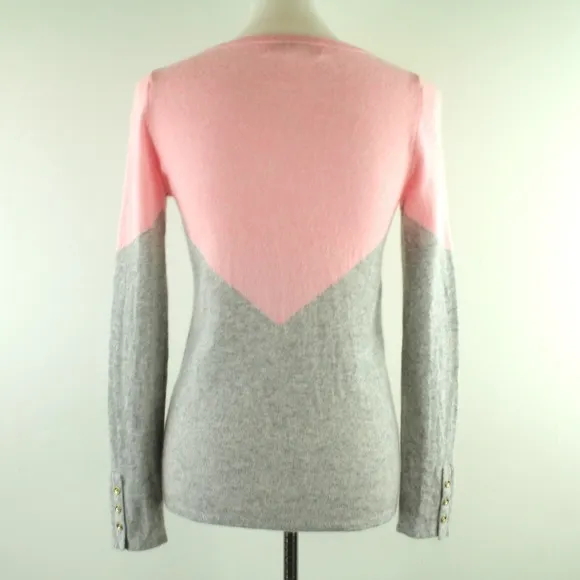 Lilly Pulitzer Brigitte Cashmere Pink Grey Pullover Boat Neckline Sweater S