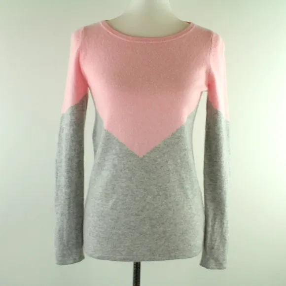 Lilly Pulitzer Brigitte Cashmere Pink Grey Pullover Boat Neckline Sweater S