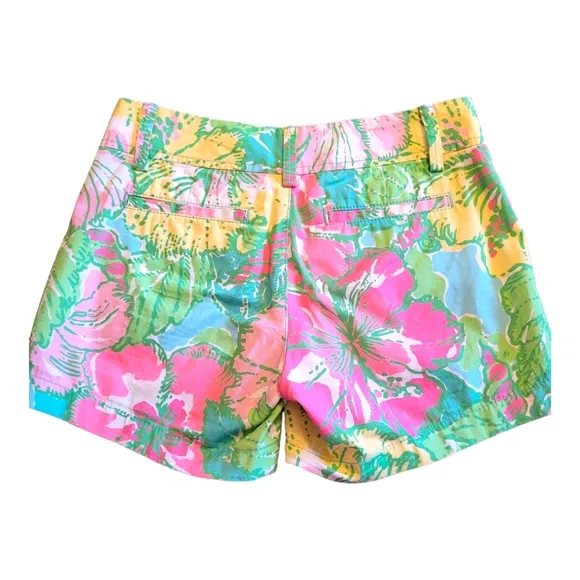 Lilly Pulitzer Callahan 5&quot; Big Flirt Shorts Hibiscus Print Cotton Shorts Multi