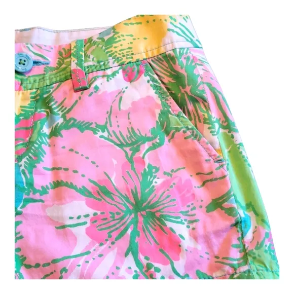 Lilly Pulitzer Callahan 5&quot; Big Flirt Shorts Hibiscus Print Cotton Shorts Multi