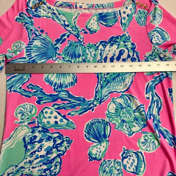 Lilly Pulitzer Sophie Dress Barefoot Princess Pink Blue Seashells UPF 50  Large