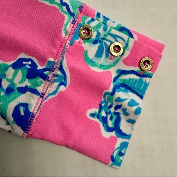 Lilly Pulitzer Sophie Dress Barefoot Princess Pink Blue Seashells UPF 50  Large