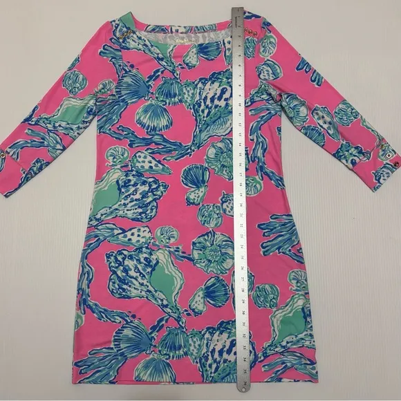 Lilly Pulitzer Sophie Dress Barefoot Princess Pink Blue Seashells UPF 50  Large