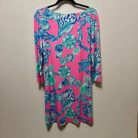 Lilly Pulitzer Sophie Dress Barefoot Princess Pink Blue Seashells UPF 50  Large