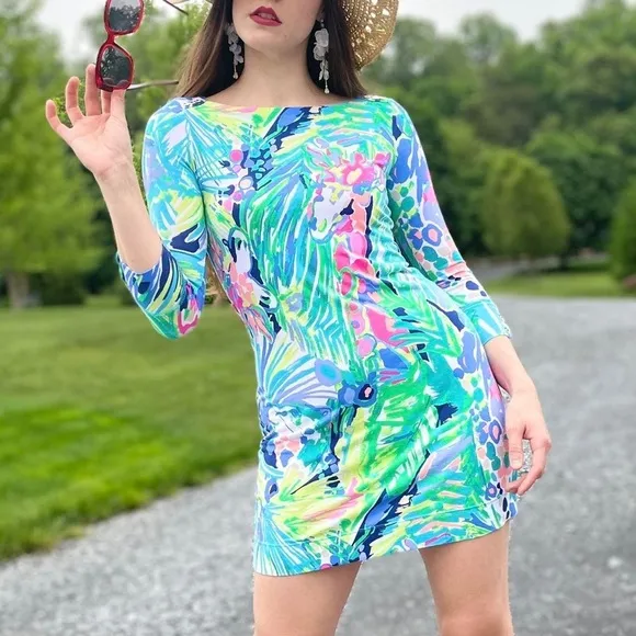 Lilly Pulitzer Sophie Dress in Multi Purrfect Green, Size S