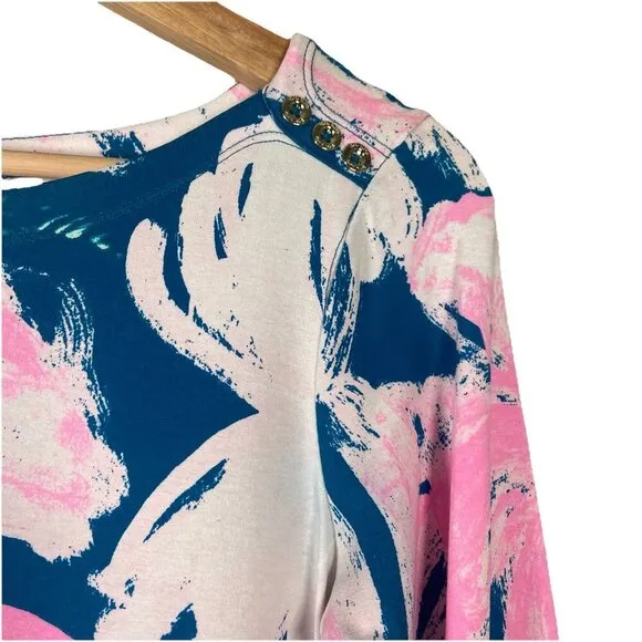 Lilly Pulitzer Sophie Dress S Tidal Wave Pans Garden Sleeves Pink Beach Floral